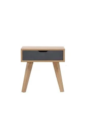 Vipa Home Koyu Gri / Lignano Çekmeceli Ahşap Ayaklı Komodin - 1