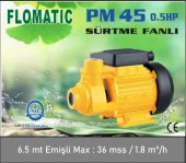 Flomatic PM 45 - 0,5 Hp 1" Sürtme Fanlı %100 Bakır Sargılı Pompa - 2