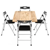 Eportatif 60x90 Atlantik Çam Katlanır Masa ve 4 Adet Sandalye Seti 1126 thumbnail 5