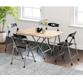 Eportatif 60x90 Atlantik Çam Katlanır Masa ve 4 Adet Sandalye Seti 1126 thumbnail 1