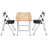 Eportatif 50x80 Atlantik Çam Katlanır Masa ve 2 Adet Sandalye Seti 1127 thumbnail 3
