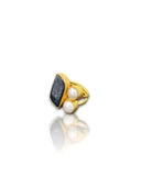 Kadir Jewellery 22 Ayar Altın Kaplama Zirkon Taşlı Ayarlanabilir İnci Yüzük - 2