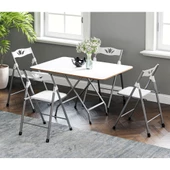 Eportatif 60x90 Beyaz Katlanır Masa ve 4 Adet Sandalye Seti 1129 thumbnail 1