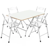 Eportatif 60x90 Beyaz Katlanır Masa ve 4 Adet Sandalye Seti 1129 thumbnail 4
