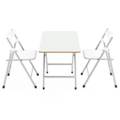 Eportatif 50x80 Beyaz  Katlanır Masa ve 2 Adet Sandalye Seti 1130 - 2