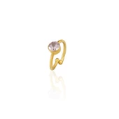 Kadir Jewellery 22 Ayar Altın Kaplama Zirkon Taşlı Ayarlanabilir Kadın Minimal Yüzük - 4