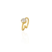 Kadir Jewellery 22 Ayar Altın Kaplama Zirkon Taşlı Ayarlanabilir Kadın Minimal Yüzük - 9