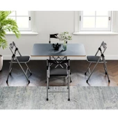 Eportatif 60x90 Füme Katlanır Masa ve 4 Adet Sandalye Seti 1132 - 2