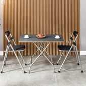 Eportatif 50x80 Füme Katlanır Masa ve 2 Adet Sandalye Seti 1133 thumbnail 2