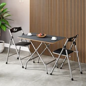 Eportatif 50x80 Füme Katlanır Masa ve 2 Adet Sandalye Seti 1133 thumbnail 1