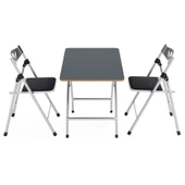 Eportatif 50x80 Füme Katlanır Masa ve 2 Adet Sandalye Seti 1133 thumbnail 3