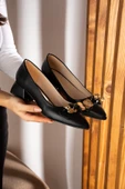 Albishoes Kadın Alçak Topuk 4 cm Sivri Burun Ayıcıklı Abiye Kadın Kare Topuklu Ayakkabı (36-44) - 4