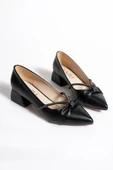 Albishoes Kadın Alçak Topuklu 4 cm Sivri Burun Lavazza Taşlı Abiye Kadın Kare Topuk Ayakkabı (36-44) - 5