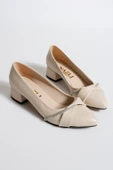 Albishoes Kadın Alçak Ökçe Topuklu 4 cm Sivri Burun Taşlı Abiye Kadın Topuklu Ayakkabı (36-44) - 5