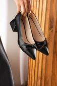 Albishoes Kadın Alçak Topuk 4 cm Sivri Burun Lavazza Taşlı Abiye Kadın Kare Topuklu Ayakkabı (36-44) - 4