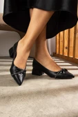Albishoes Kadın Alçak Topuk 4 cm Sivri Burun Lavazza Taşlı Abiye Kadın Kare Topuklu Ayakkabı (36-44) - 3