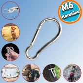 Karabina Yaylı Kanca Paslanmaz Çelik Kilit Tırmanma Dağcılık Kamp Ekipmanları Salıncak Hamak Anahtar Askı Kilidi (6 mm) - 1