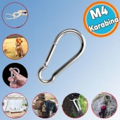 Karabina Yaylı Kanca Paslanmaz Çelik Kilit Tırmanma Dağcılık Kamp Ekipmanları Salıncak Hamak Anahtar Askı Kilidi (4 MM) - 1