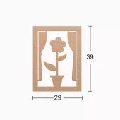 Hobi-Art DS 50 Boyanabilir Ahşap Pencerede Çiçek Desenli Duvar Süsü - 1