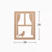 Hobi-Art DS 45 Boyanabilir Ahşap Pencerede Kuş Desenli Duvar Süsü - 1