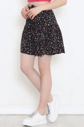 Kemerli Şortlu Etek Siyahpembe - 16701.1355. - 3