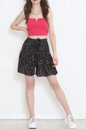 Kemerli Şortlu Etek Siyahpembe - 16701.1355. - 4