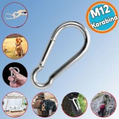 Karabina Yaylı Kanca Paslanmaz Çelik Kilit Tırmanma Dağcılık Kamp Ekipmanları Salıncak Hamak Anahtar Askı Kilidi (12 MM) - 1