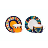 Lucky Art Leslie Bone Porselen Geometrik Desenli 6 lı Çay Fincanı Seti LYHD 530 - 3