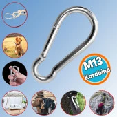 Karabina Yaylı Kanca Paslanmaz Çelik Kilit Tırmanma Dağcılık Kamp Ekipmanları Salıncak Hamak Anahtar Askı Kilidi (13 MM) - 1