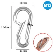 Karabina Yaylı Kanca Paslanmaz Çelik Kilit Tırmanma Dağcılık Kamp Ekipmanları Salıncak Hamak Anahtar Askı Kilidi (13 MM) - 2