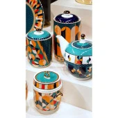 Lucky Art Leslie Bone Porselen Geometrik Desenli Çaydanlık 1300 ml LYHD 532 thumbnail 2