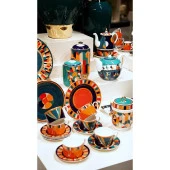 Lucky Art Leslie Bone Porselen Geometrik Desenli Çaydanlık 1300 ml LYHD 532 thumbnail 3