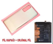 Tkgz Huawei Uyumlu P Smart 2021 Arka Pil Batarya Kapağı + PİL GOLD - 1