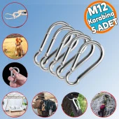 Karabina Yaylı Kanca Paslanmaz Çelik Kilit Olta Dağcılık Kamp Malzemeleri Salıncak (12 MM) 5 ADET - 1