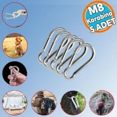 Karabina Yaylı Kanca Paslanmaz Çelik Kilit Olta Dağcılık Kamp Malzemeleri Salıncak (8 MM) 5 ADET - 1