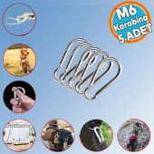 Karabina Yaylı Kanca Paslanmaz Çelik Kilit Olta Dağcılık Kamp Malzemeleri Salıncak (6 MM) 5 ADET - 1