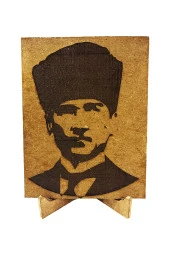 Dekoratif Atatürk Portresi Ahşap Üzerine Kazıma Ahşap Ayaklı - 2