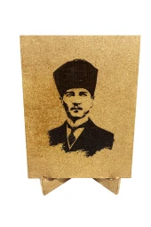 Dekoratif Atatürk Portresi Ahşap Üzerine Kazıma Ahşap Ayaklı - 2