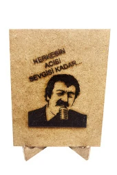 Dekoratif Müslüm Gürses Portresi Ahşap Üzerine Kazıma Ahşap Ayaklı - 2