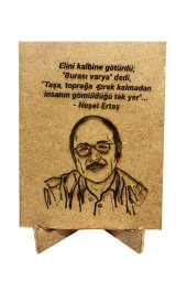 Dekoratif Neşet Ertaş Portresi Ahşap Üzerine Kazıma Ahşap Ayaklı - 2