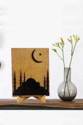 Dekoratif Cami Ahşap Üzerine Kazıma Ahşap Ayaklı - 1