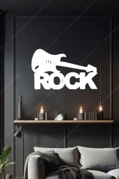Rock Temalı Ahşap Duvar Dekorasyonu Tablosu - 1