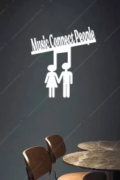 Music Connects People Yazılı Ahşap Duvar Dekoru Tablo - 3