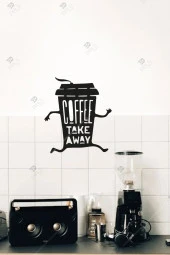Coffee Take Away Kahve Temalı Duvar Dekorasyonu Ahşap - 1