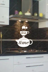 Tea Time Çay Zamanı Figürlü Ahşap Mutfak Duvar Dekorasyonu - 1