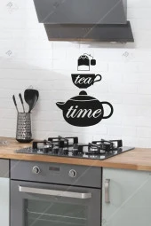 Tea Time Çay Zamanı Figürlü Ahşap Mutfak Duvar Dekorasyonu - 1