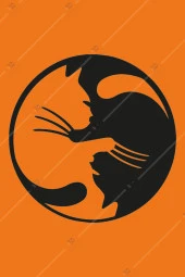 Yin Yang Kedi Temalı Ahşap Duvar Dekorasyonu Tablosu - 3