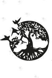 Kuş Ve Ağaç Temalı Ahşap Duvar Dekor Tablosu - 2