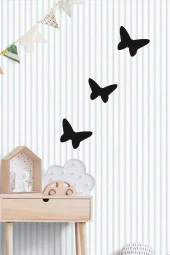 Ahşap Kelebek Duvar Dekoru Beyaz 3 Adet Set 15x15 - 1