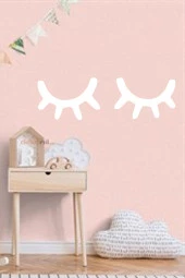 Dekoratif Sleepy Eyes Kirpik Yıldızlı 2 li Ahşap Duvar Dekoru - 1